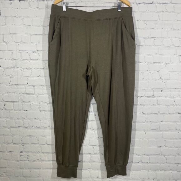 Cable & Gauge Womens Plus 1X Tapared Crop Pants Green Pull On Comfort Stretch - Picture 1 of 12